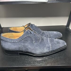 Magnanni "Tosi" Cap Toe Suede Leather Oxford, Navy, Men's 12 M